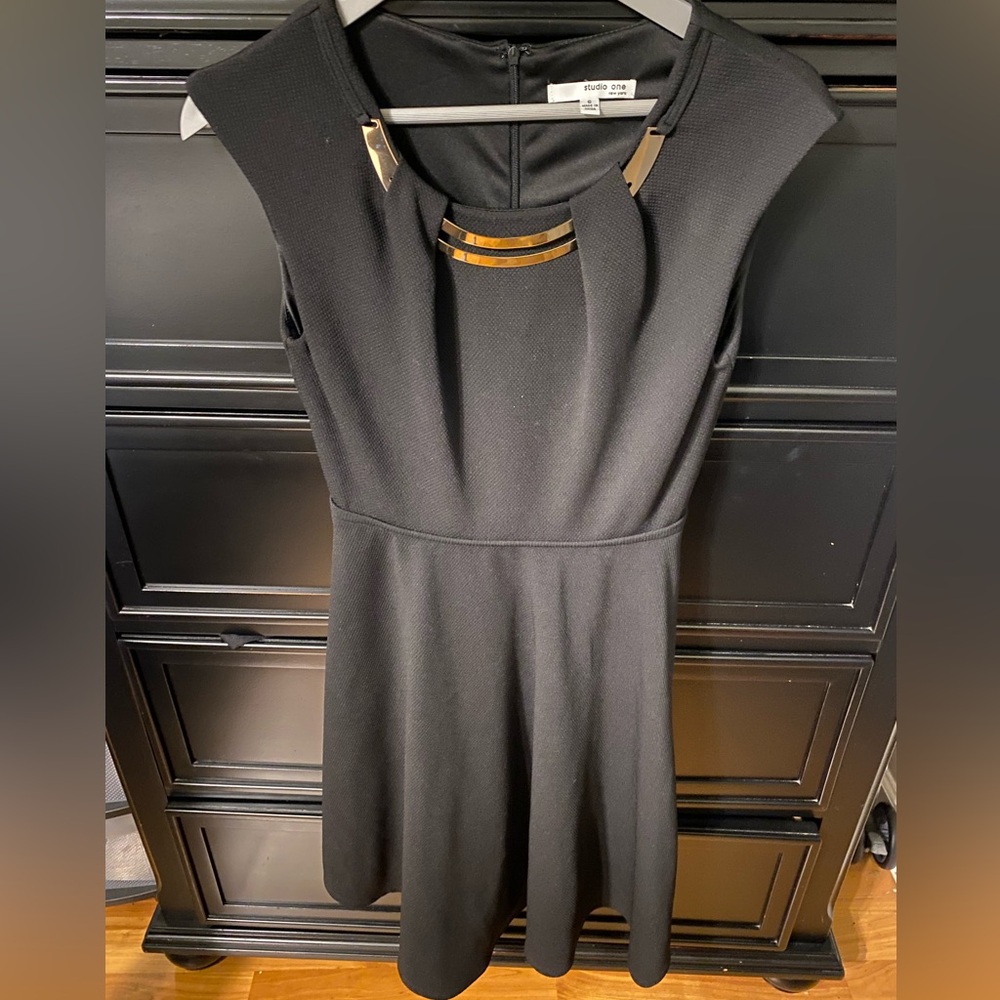 Studio One NY Women's Scoop Neck Gold Accent Dress